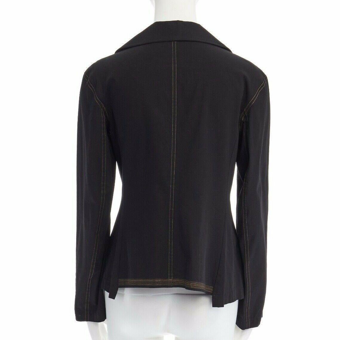 runway YOHJI YAMAMOTO SS08 black cotton contrast stitch casual jacket JP1 S 1