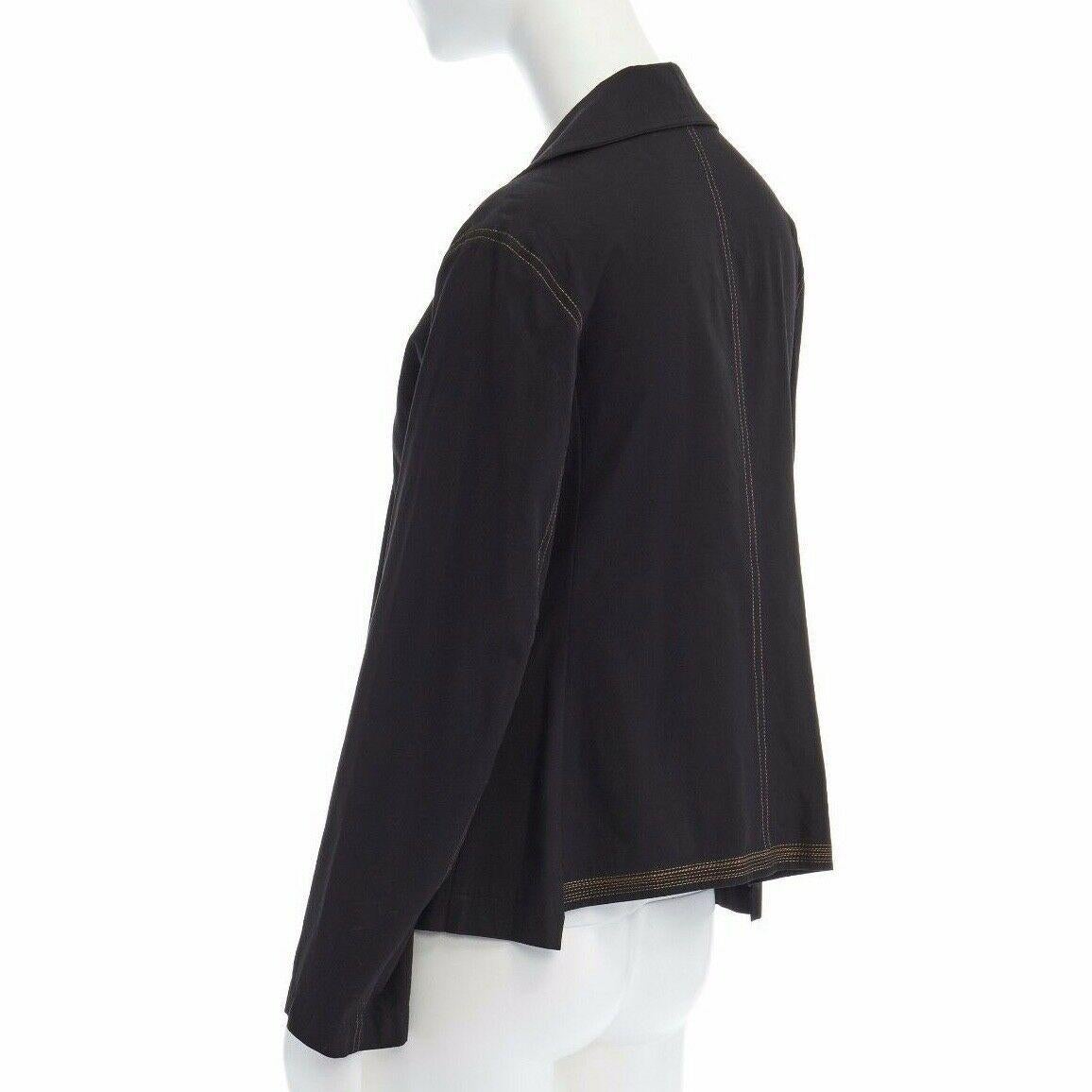 runway YOHJI YAMAMOTO SS08 black cotton contrast stitch casual jacket JP1 S 2