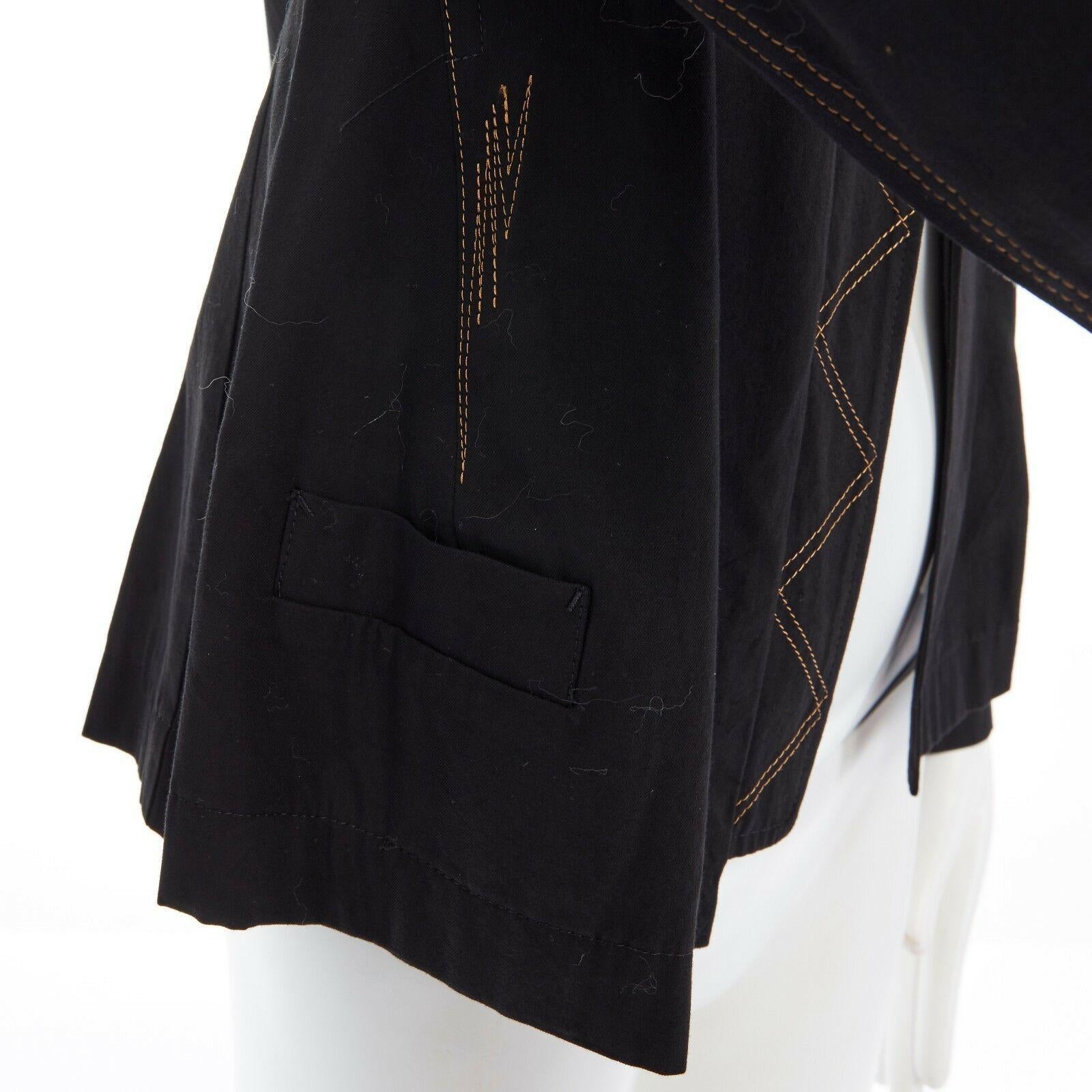 runway YOHJI YAMAMOTO SS08 black cotton contrast stitch casual jacket JP1 S 3