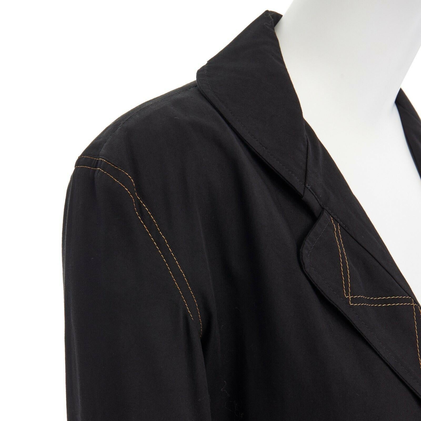 runway YOHJI YAMAMOTO SS08 black cotton contrast stitch casual jacket JP1 S 4