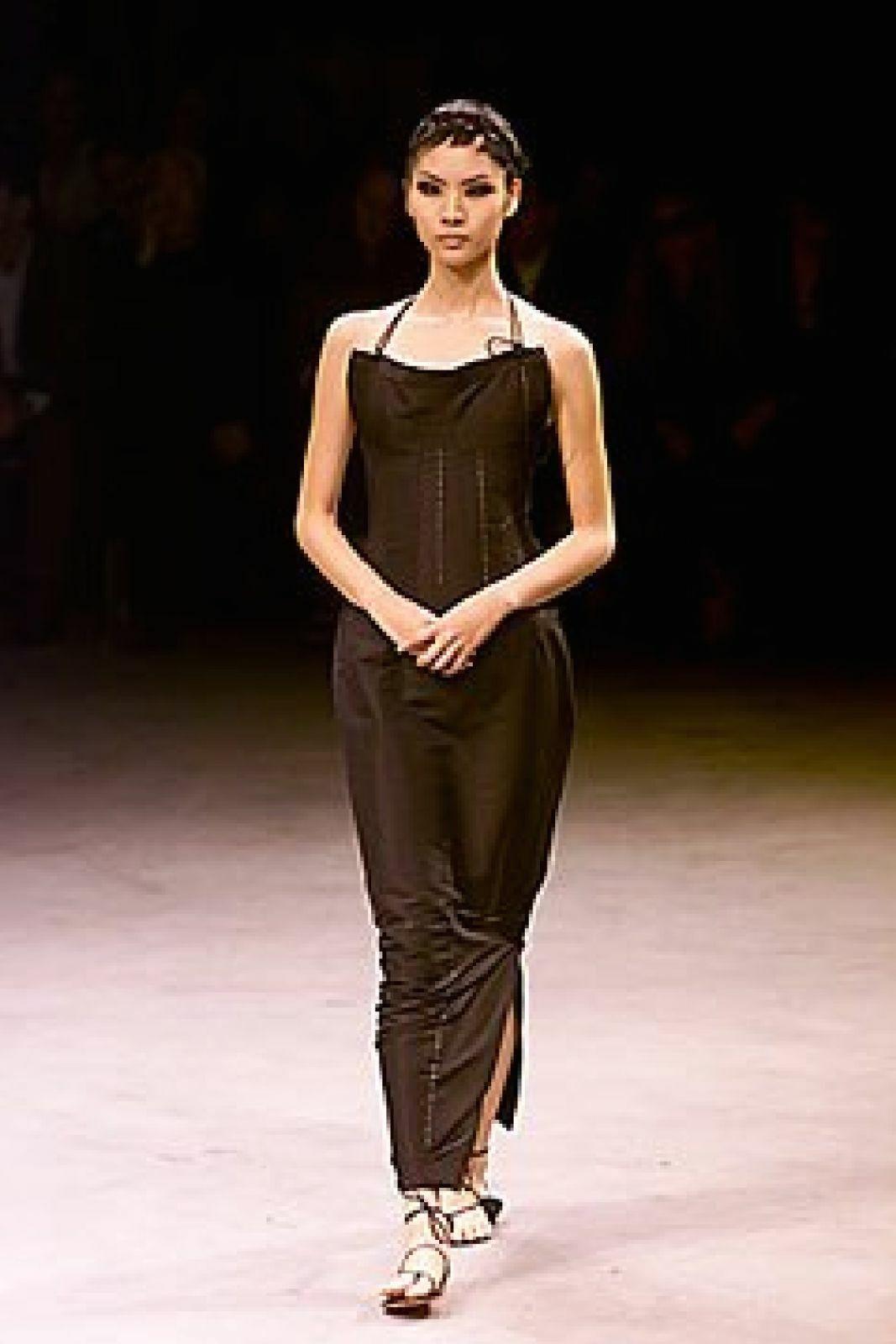 Black runway YOHJI YAMAMOTO SS2000 black cord tie stitch backless silk dress JP1 US4