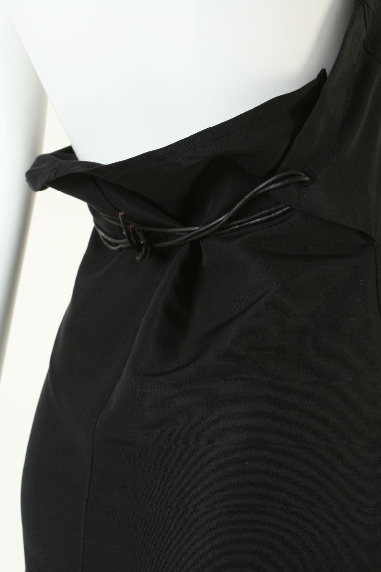 runway YOHJI YAMAMOTO SS2000 black cord tie stitch backless silk dress ...