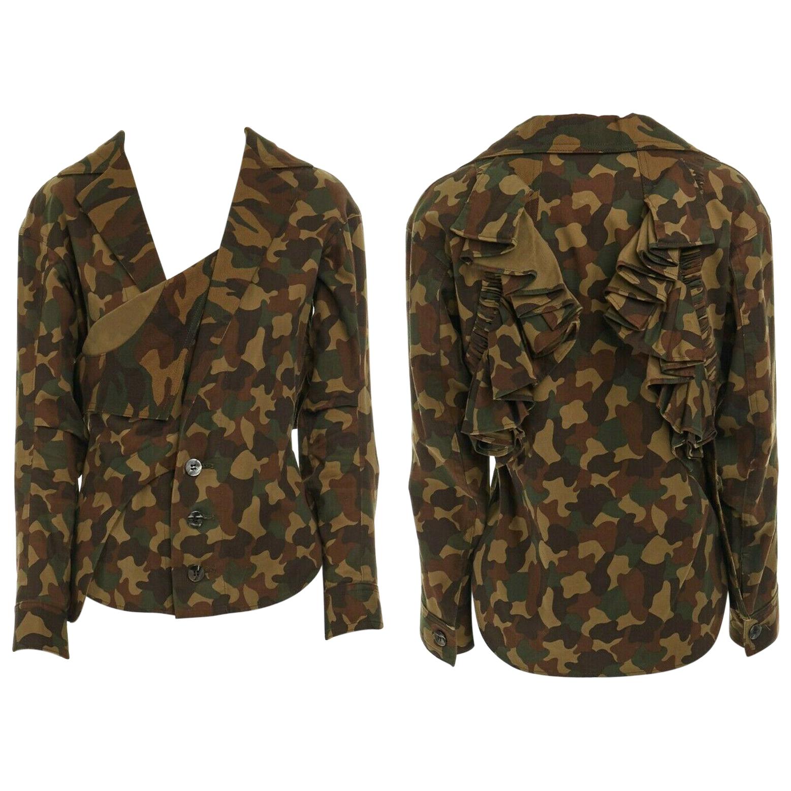 runway YOHJI YAMAMOTO SS2006 green camouflage ruffle winged layered jacket JP1 S