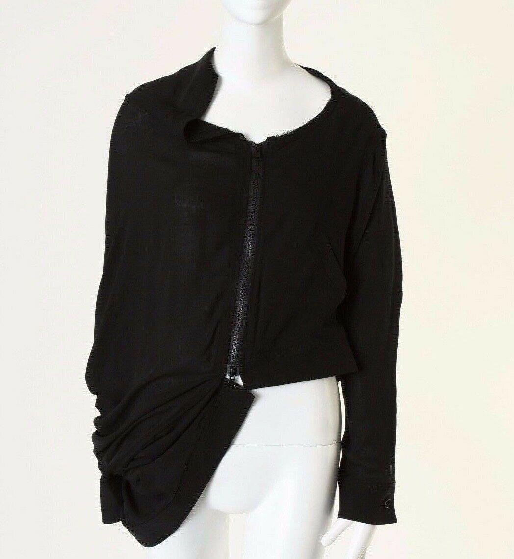 runway YOHJI YAMAMOTO SS2013 black asymmetric draped sleeve jacket S JP1 In Excellent Condition In Hong Kong, NT