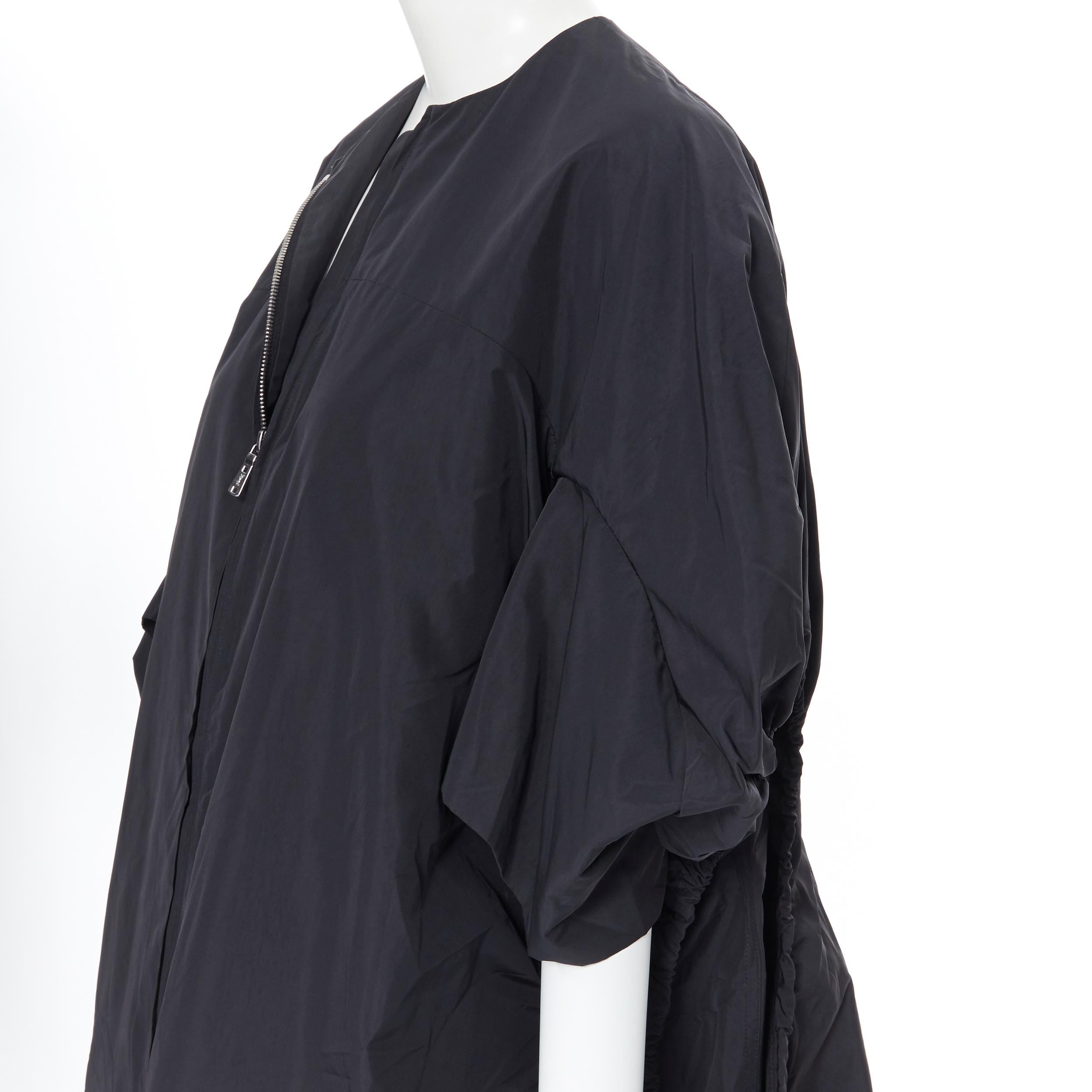 runway YVES SAINT LAURENT 2009 black nylon cut out drawstring cocoon coat FR38 S For Sale 4