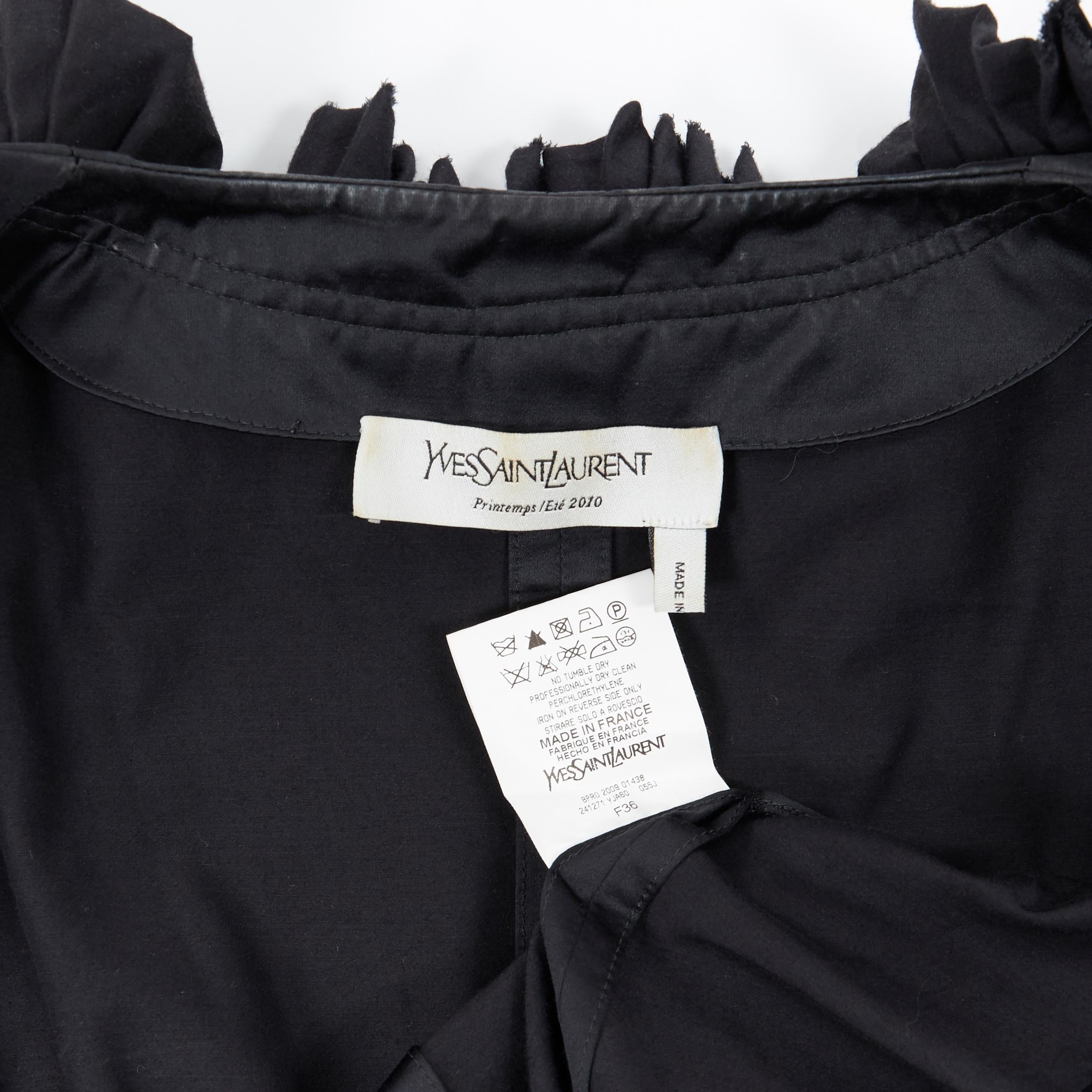 runway YVES SAINT LAURENT 2010 black pleated ruffle floral collar boxy vest FR36 4