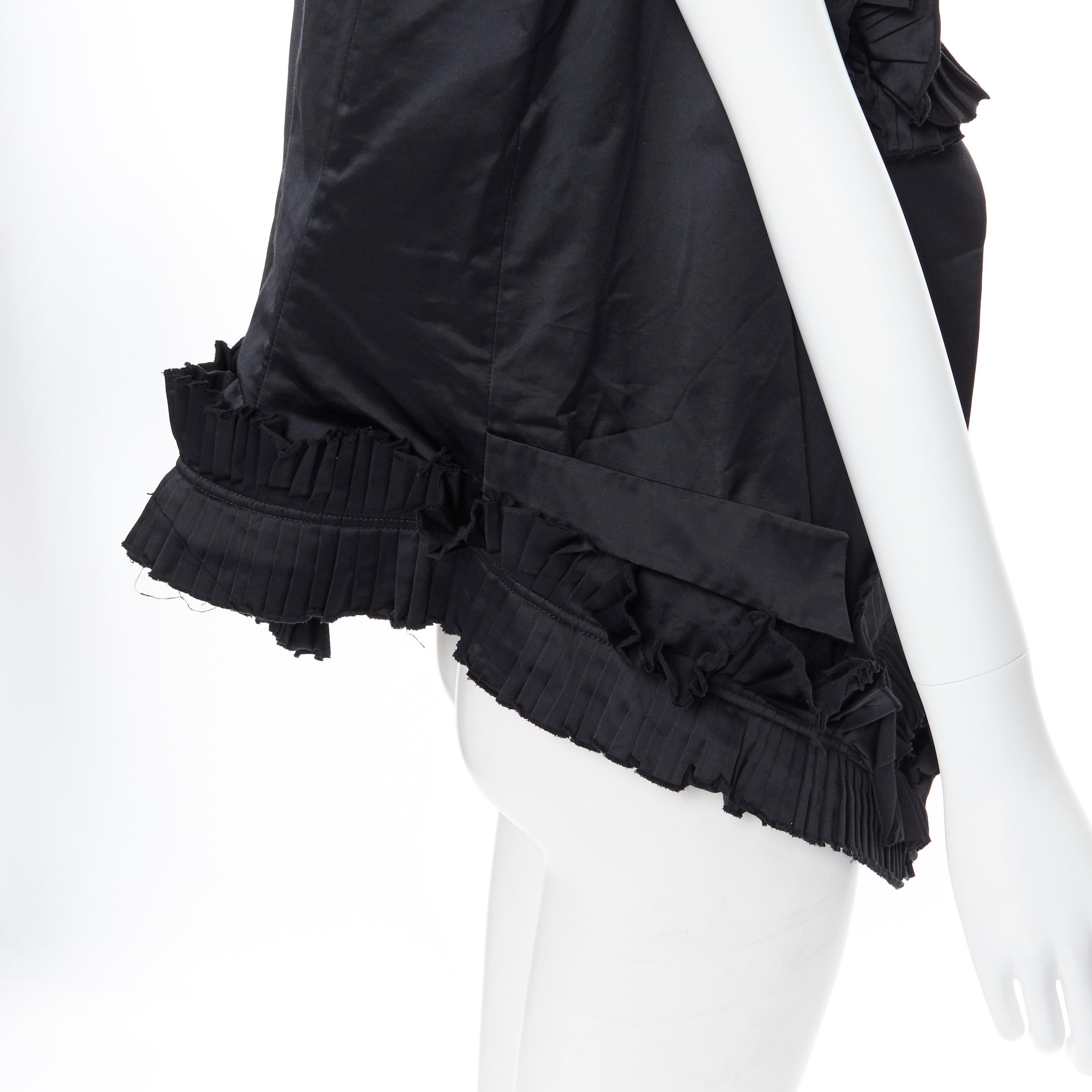 runway YVES SAINT LAURENT 2010 black pleated ruffle floral collar boxy vest FR36 3