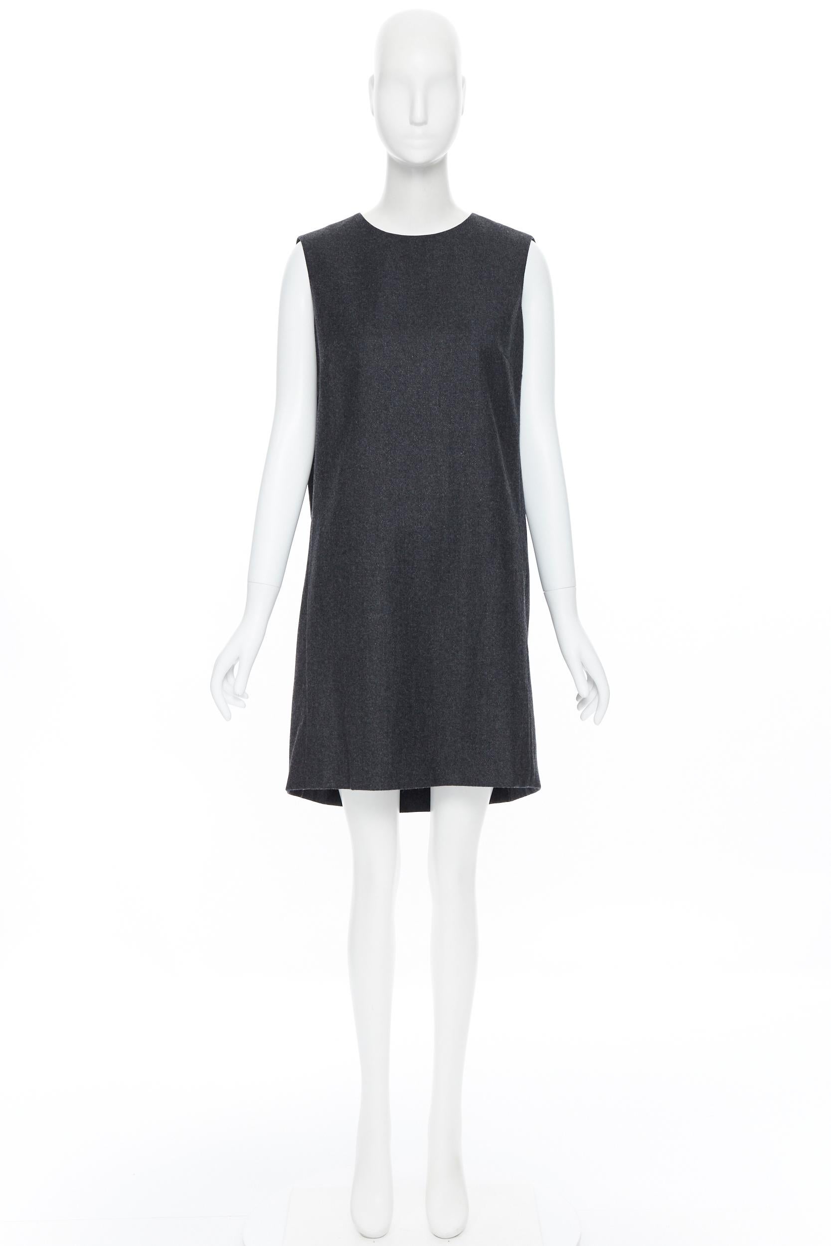 Women's runway YVES SAINT LAURENT AW09 grey wool boxy pleated back cocoon dress FR38