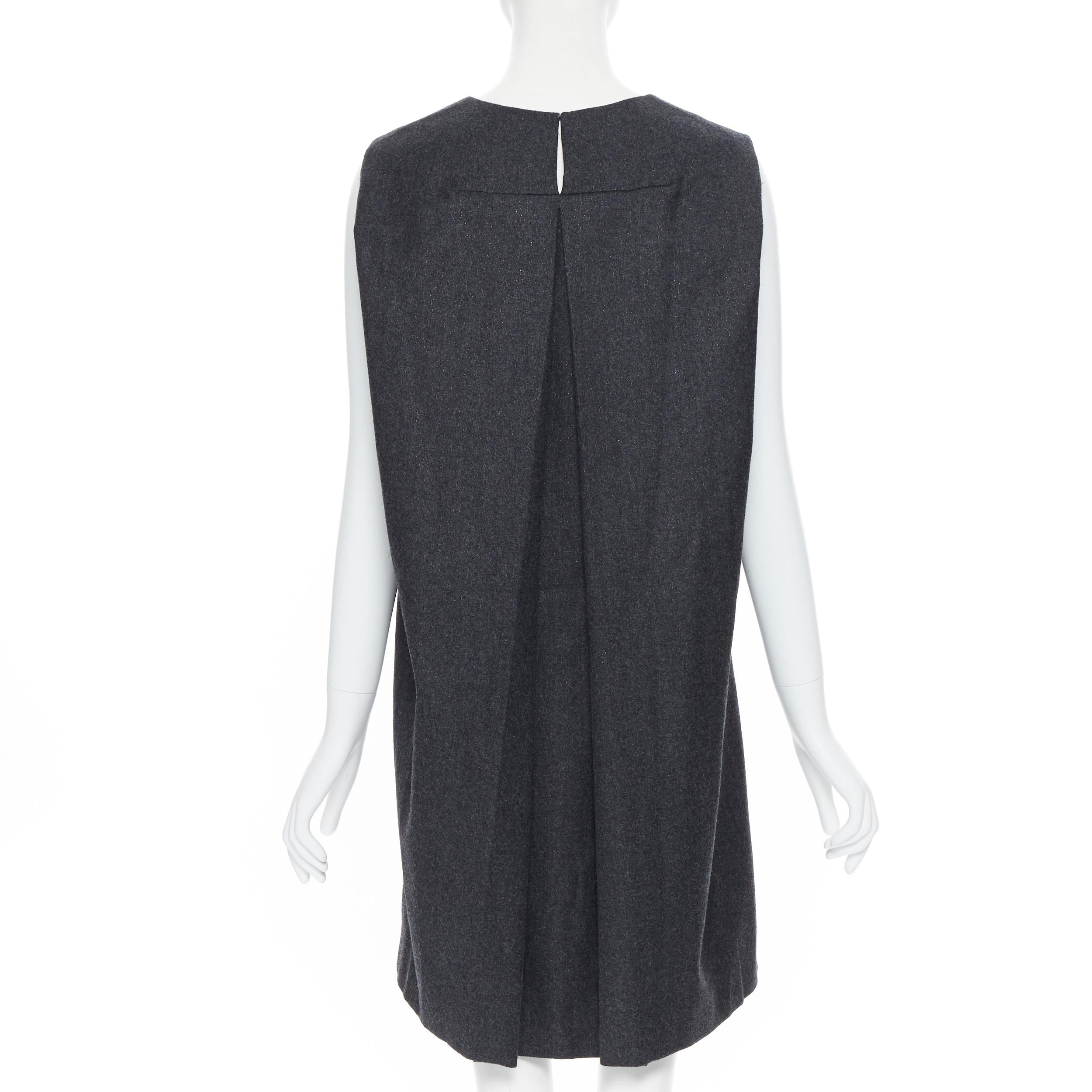 runway YVES SAINT LAURENT AW09 grey wool boxy pleated back cocoon dress FR38 2