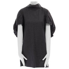 runway YVES SAINT LAURENT PILATI AW08 grey cocoon cashmere dress FR34 S