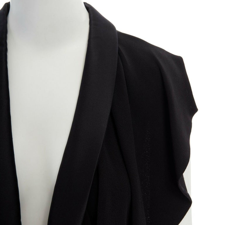 runway YVES SAINT LAURENT PILATI black tuxedo ruffle cut out dress gown ...