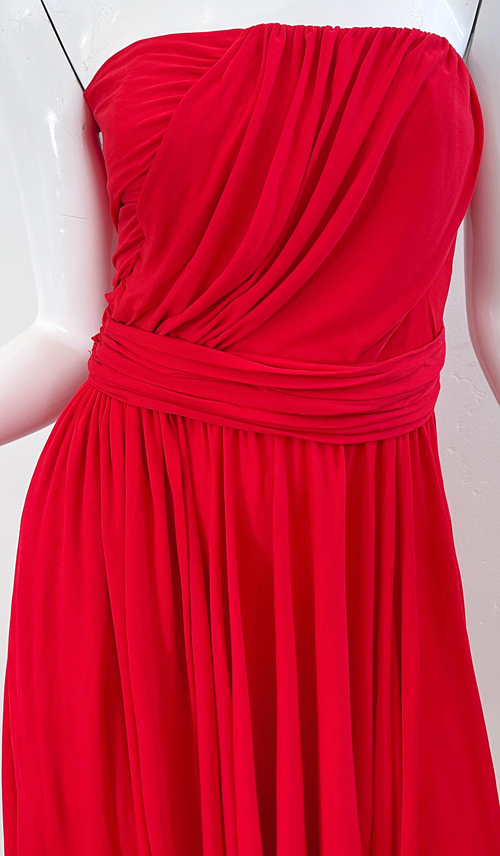 Runway Yves Saint Laurent S/S 1989 Lipstick Red Rayon Jersey Strapless ...