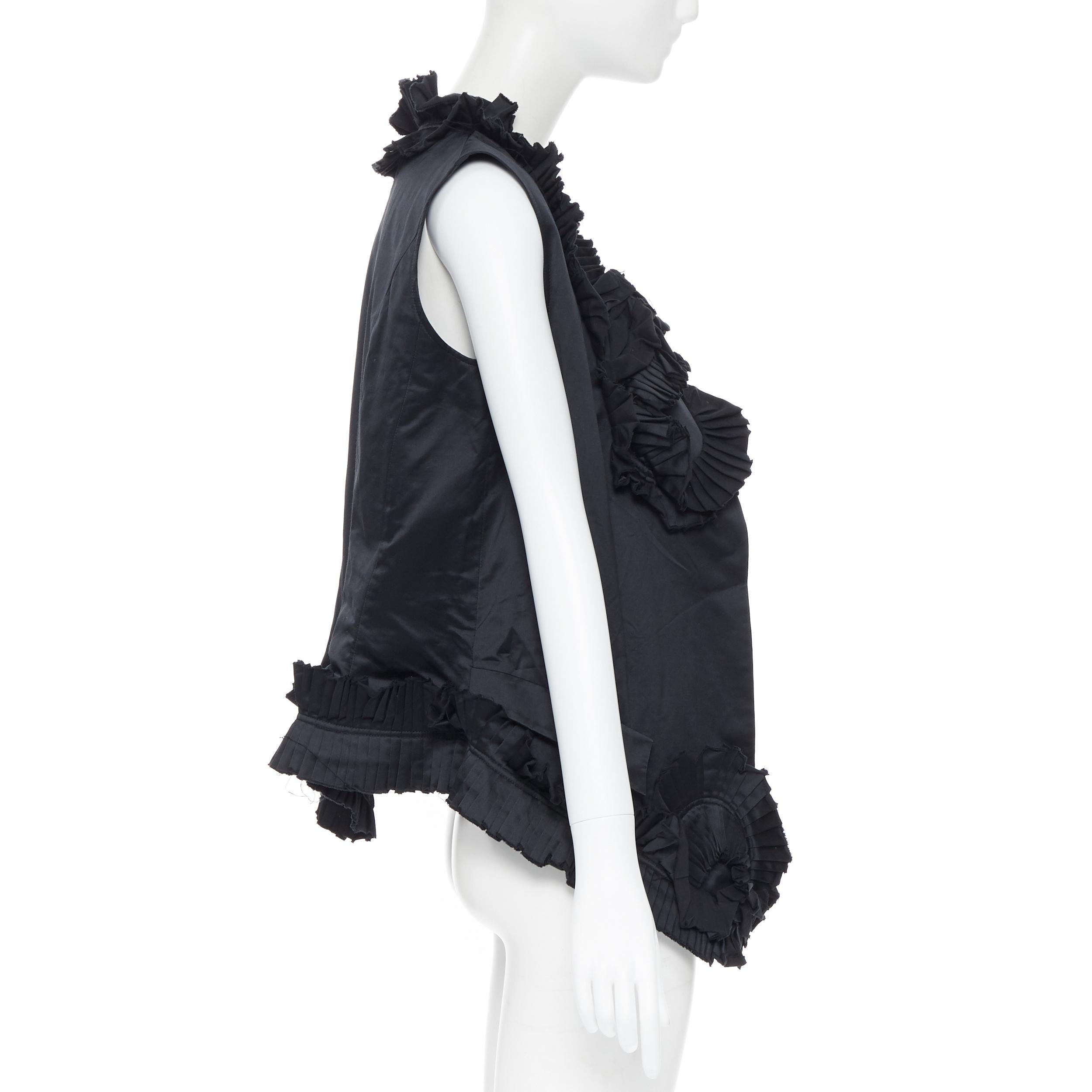 runway YVES SAINT LAURENT SS10 black pleated ruffle floral collar boxy vest FR36 1