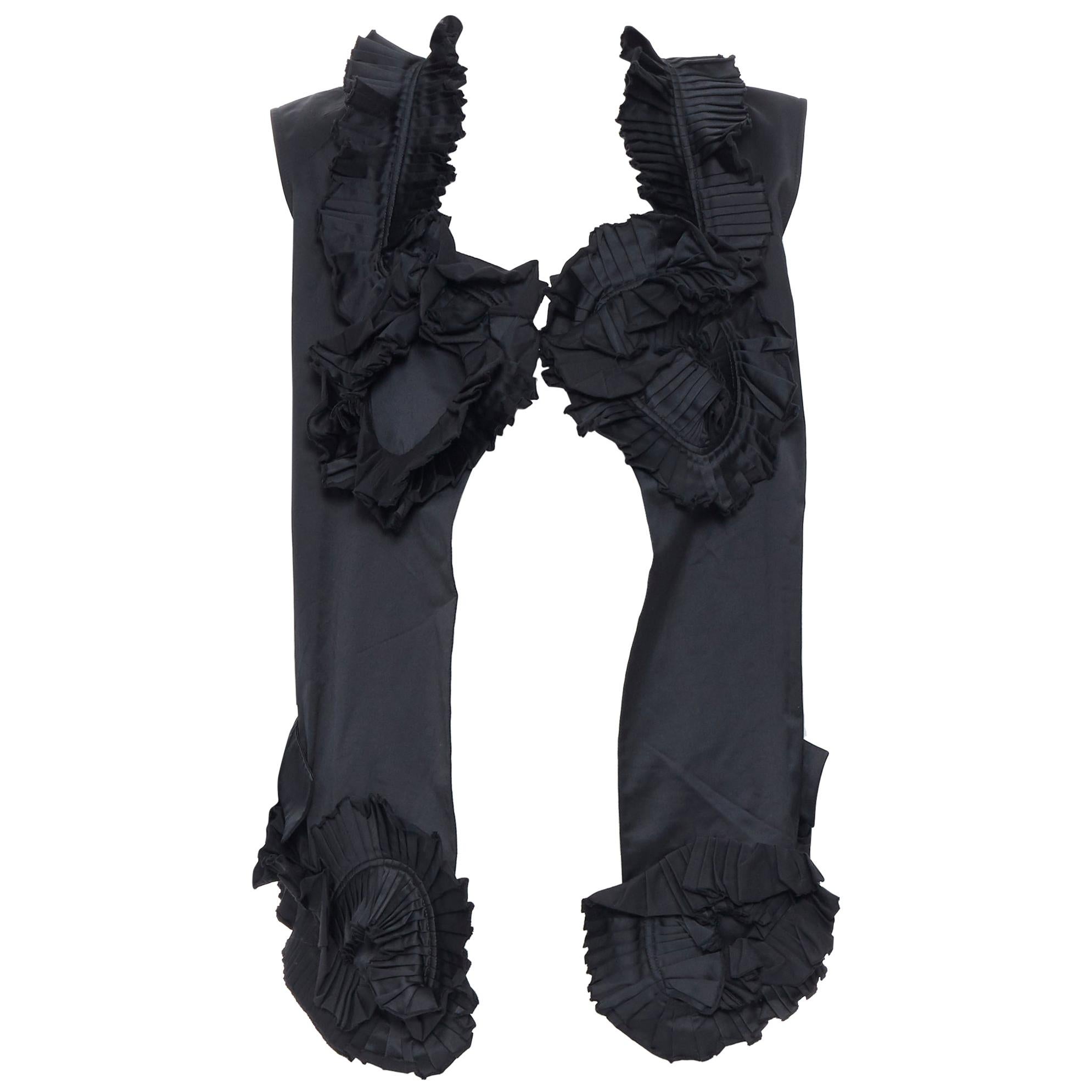 runway YVES SAINT LAURENT SS10 black pleated ruffle floral collar boxy vest FR36