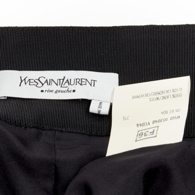 runway YVES SAINT LAURENT Tom Ford 2002 black velvet ribbon trim wool skirt FR36 For Sale 5