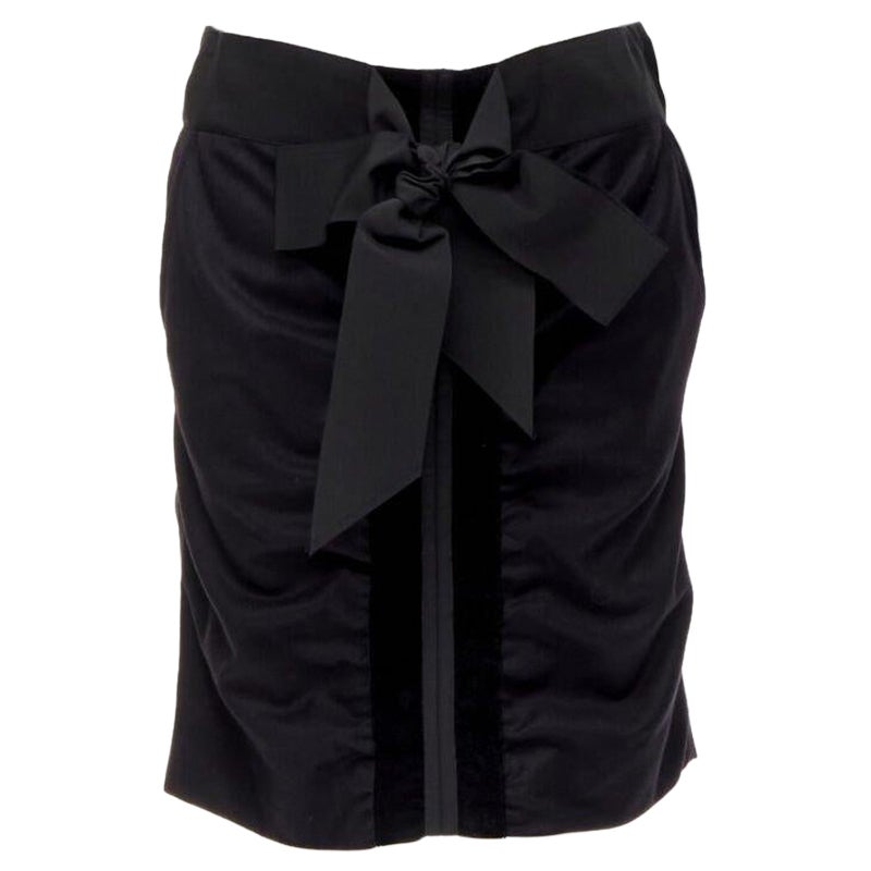 runway YVES SAINT LAURENT Tom Ford 2002 black velvet ribbon trim wool skirt FR36