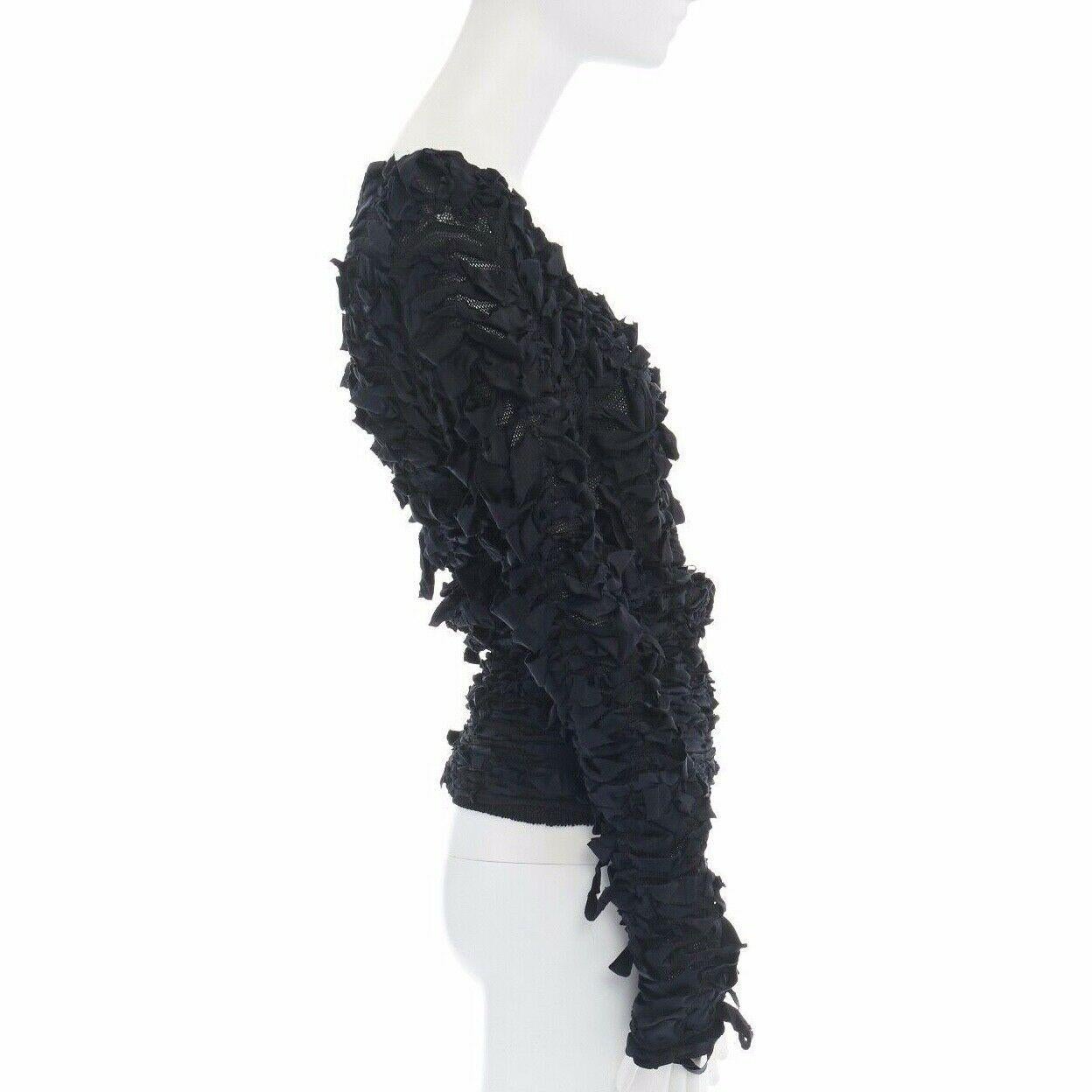 runway YVES SAINT LAURENT TOM FORD AW01 black bow ribbon scoop neck sweater S 1