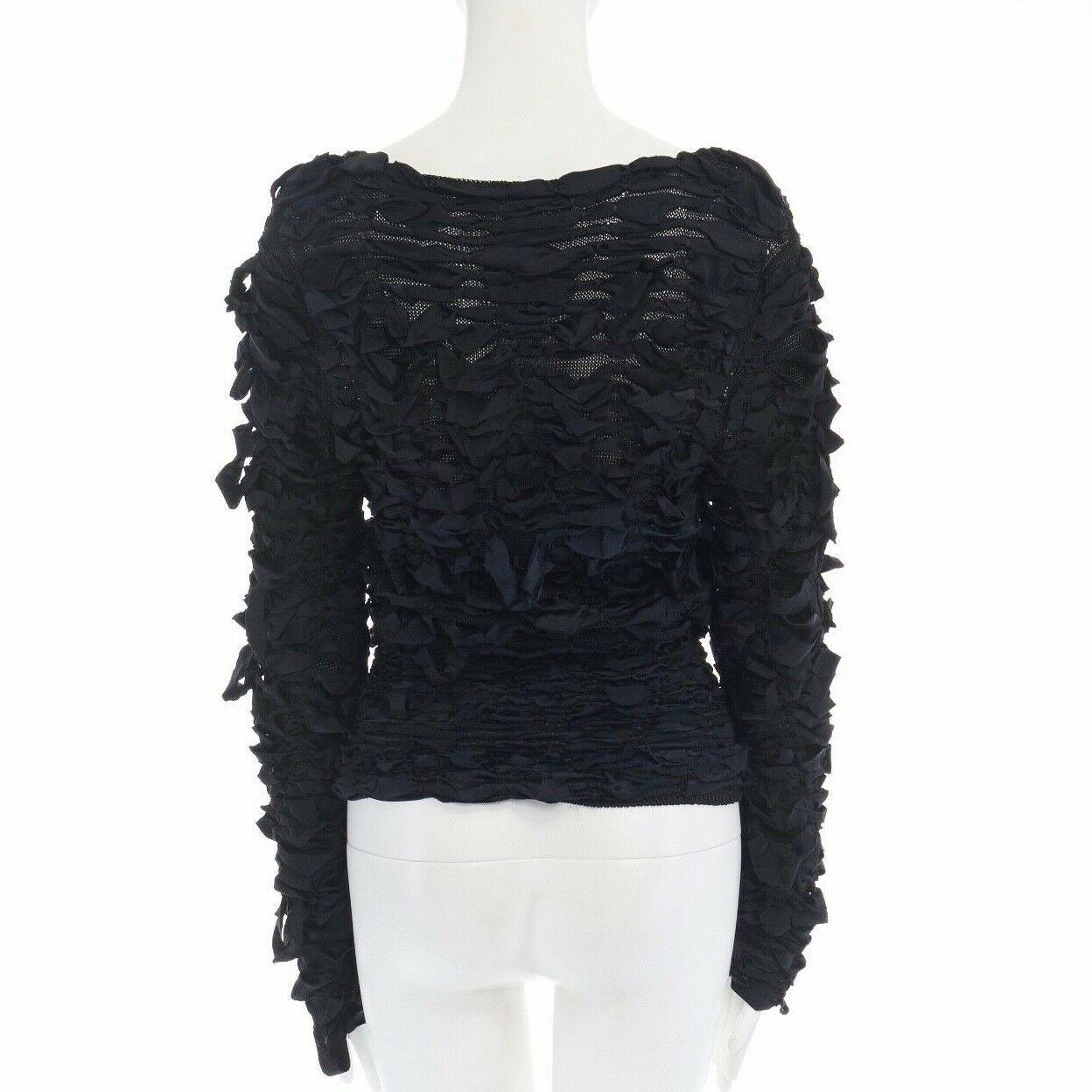 runway YVES SAINT LAURENT TOM FORD AW01 black bow ribbon scoop neck sweater S 2