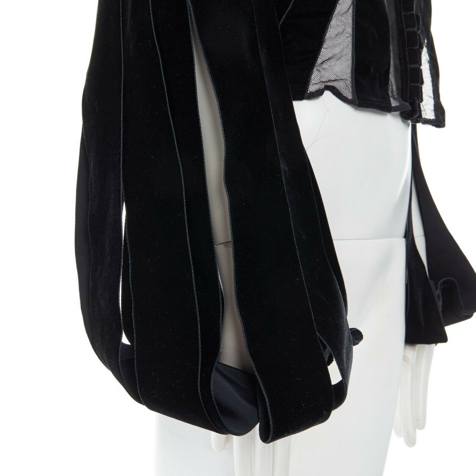runway YVES SAINT LAURENT TOM FORD AW02 black velvet ribbon trim corset top FR40 3