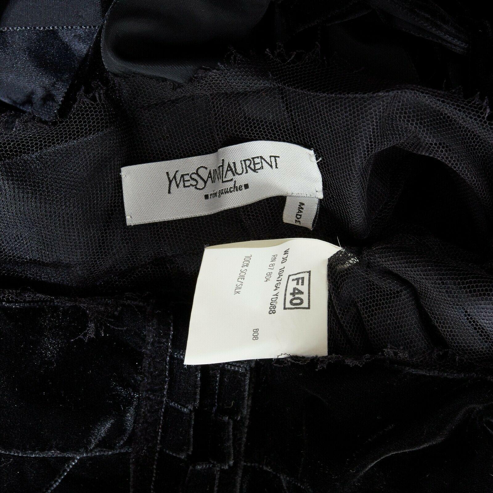 runway YVES SAINT LAURENT TOM FORD AW02 black velvet ribbon trim corset top FR40 5