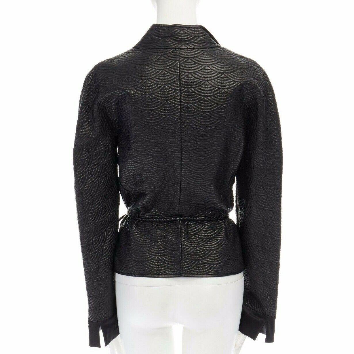 runway YVES SAINT LAURENT TOM FORD black oriental mink belt leather jacket L 2