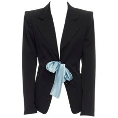 runway YVES SAINT LAURENT TOM FORD black tie padded shoulder blazer FR38 M