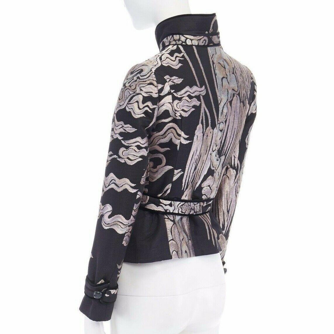 runway YVES SAINT LAURENT TOM FORD chinois oriental jacquard belted jacket S 2