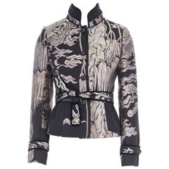runway YVES SAINT LAURENT TOM FORD chinois oriental jacquard belted jacket S