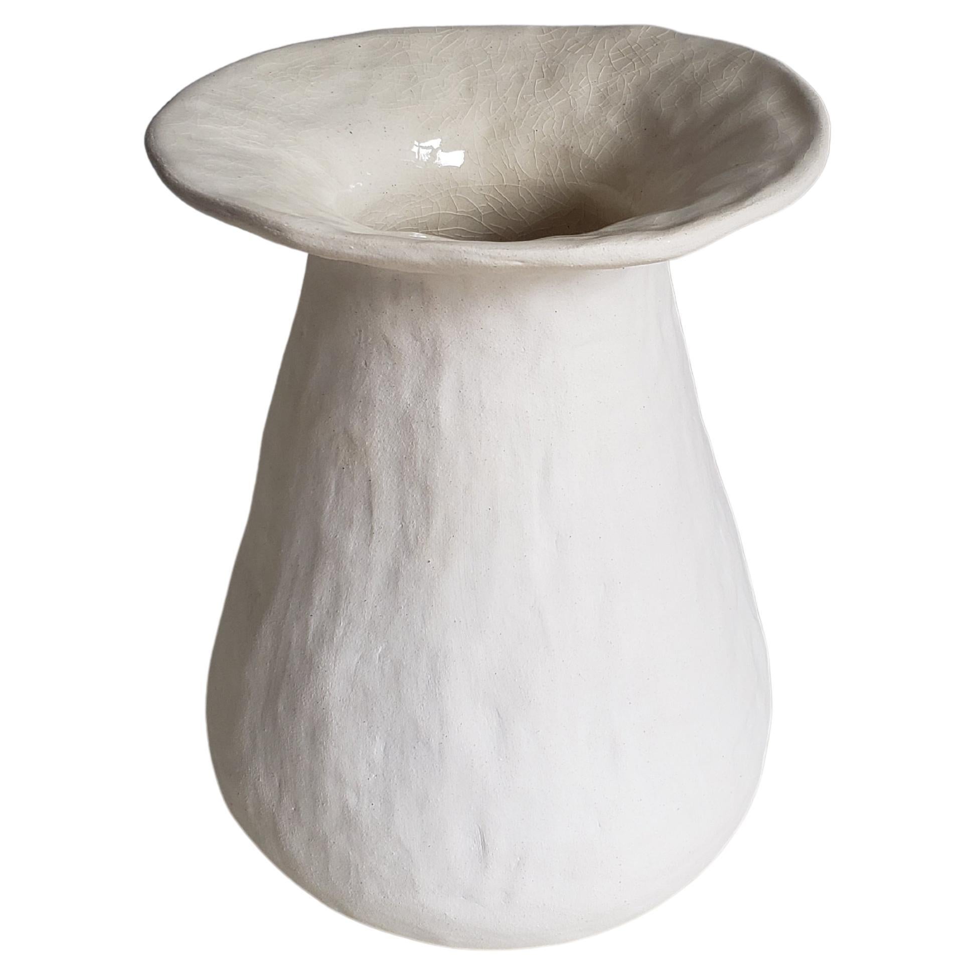 handmade organic white ceramic vase  RUPA N.8 For Sale