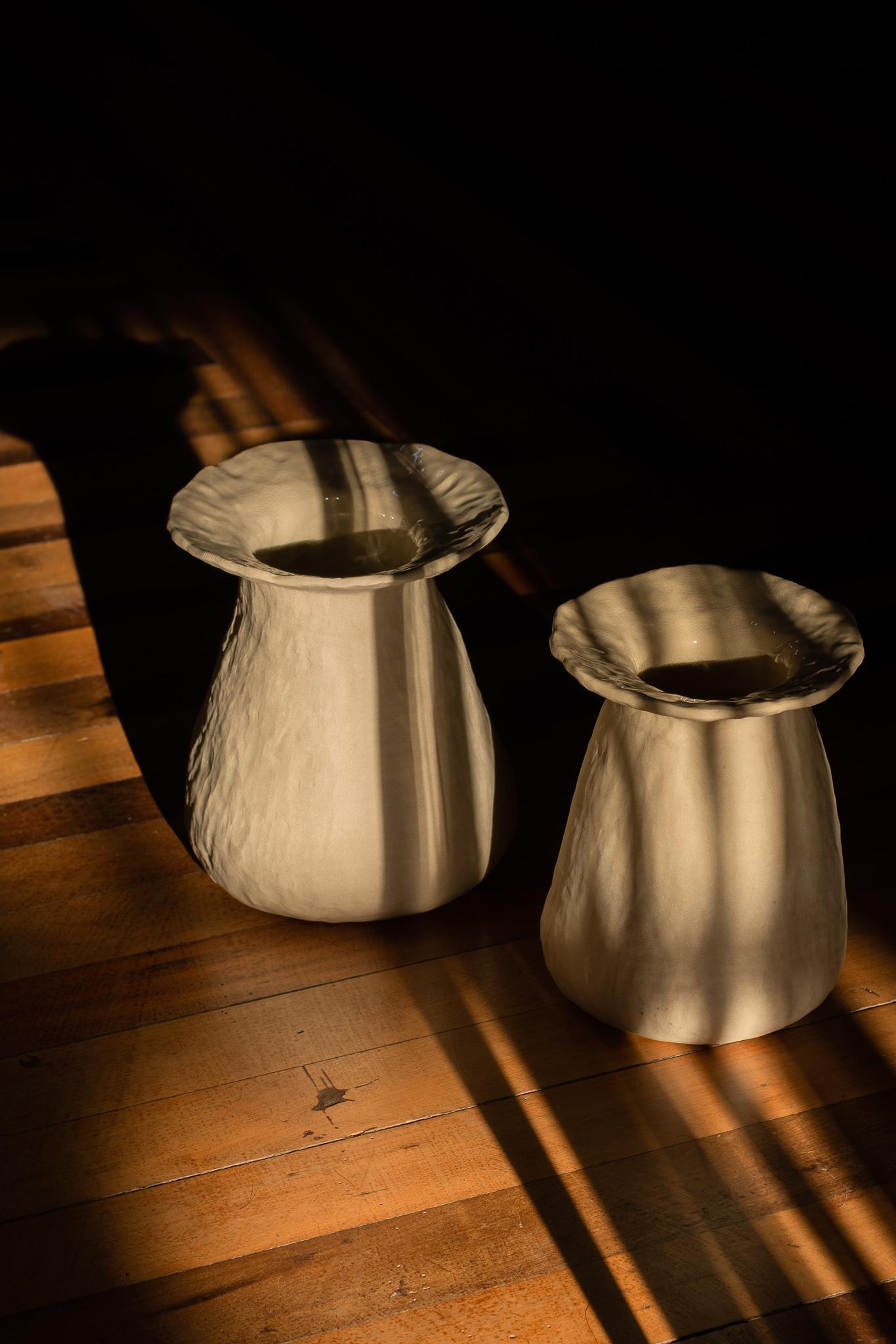 Ceramic handmade organic white ceramic vase  RUPA N.8 For Sale
