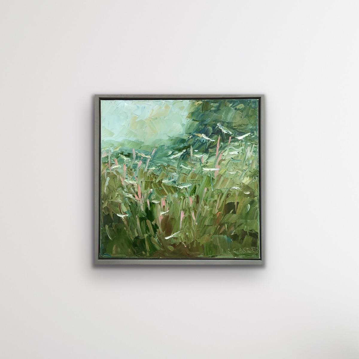 Gloucestershire Verge by Rupert Aker, Impressionist, Oil Painting, Landscape - Gray Figurative Painting by Rupert Aker 