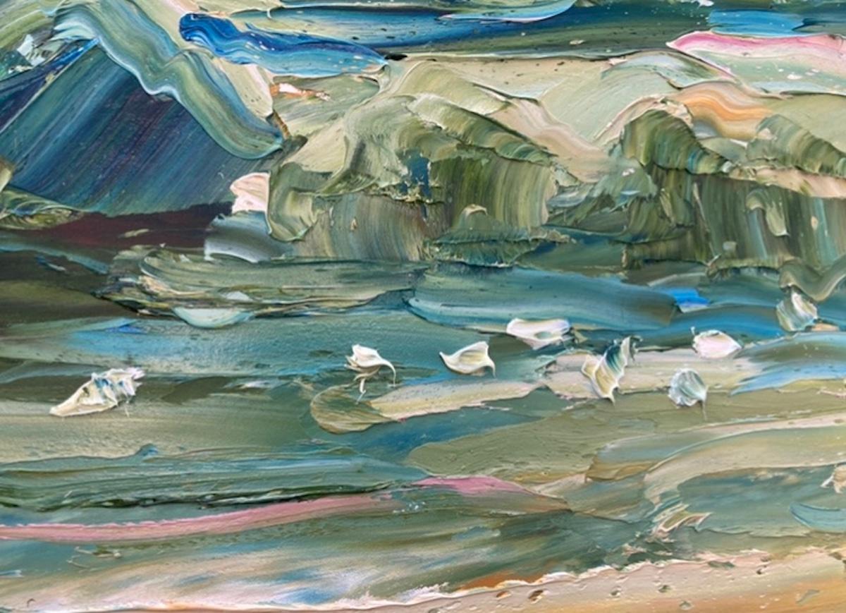 „Towards the Malvern Hills“ von Rupert Aker, Landschaftskunst, Impressionist, Impasto (Grau), Landscape Painting, von Rupert Aker 