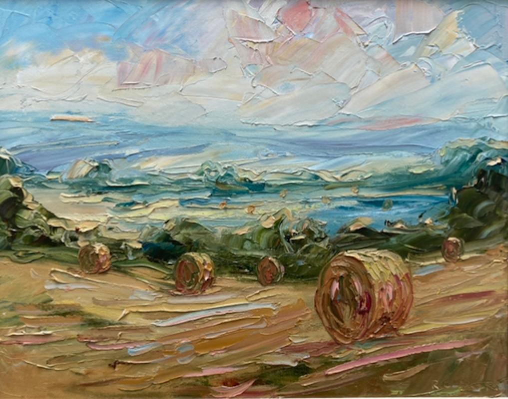Rupert Aker Landscape Painting - A Cotswold harvest