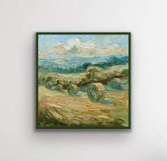 Bales on the Cotswolds, Original painting, landscape