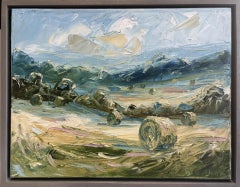 Bales, Windrush Valley & Dover's Hill, diptych, landscape, original painting