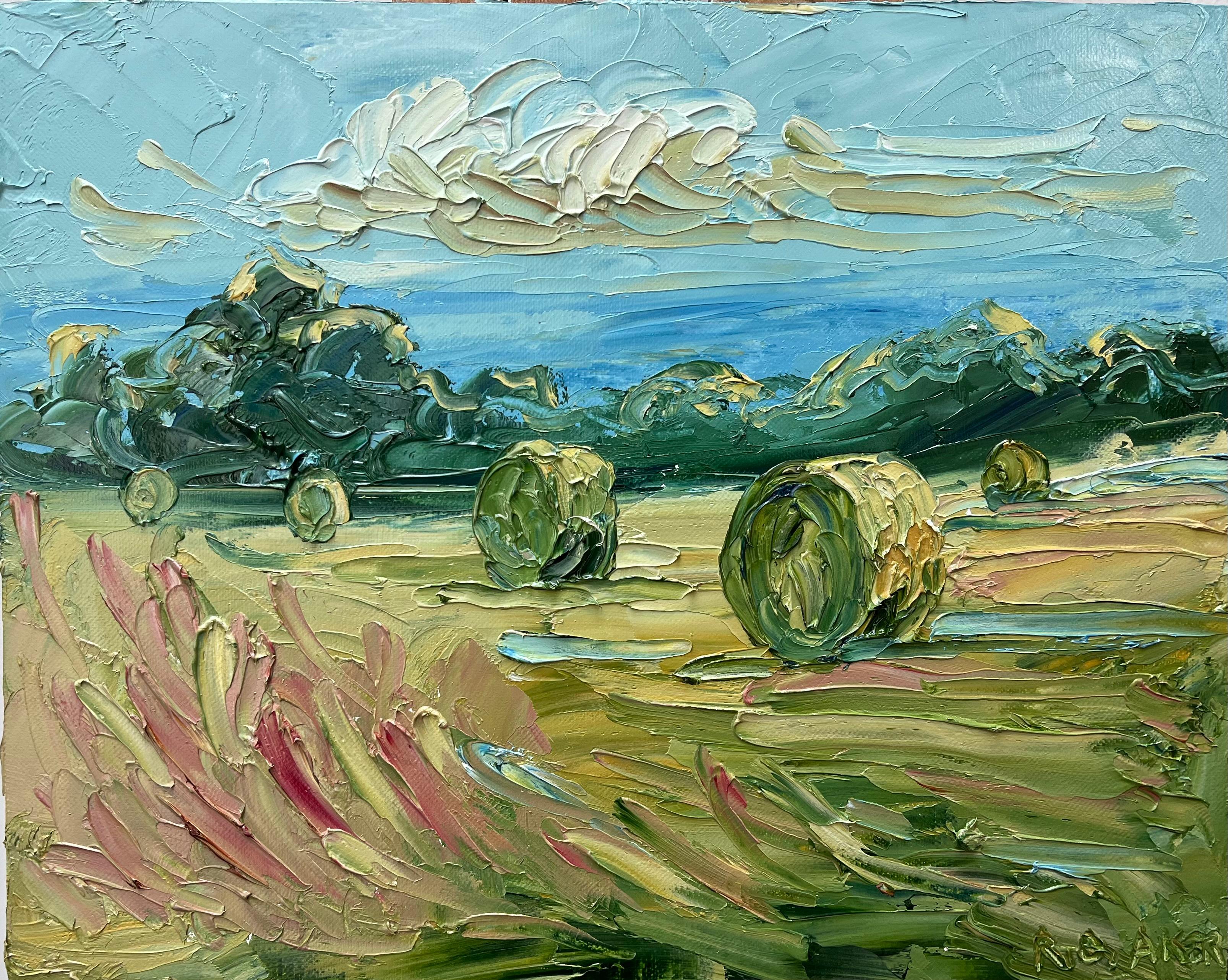 Tríptico de tres óleos de grandes fardos en los Cotswolds. Medidas con marco incluido: 84x104cm 28x33cm 28x33cm

Rupert Aker es un artista de Cotswold afincado en Painswick, Gloucestershire.

He says 