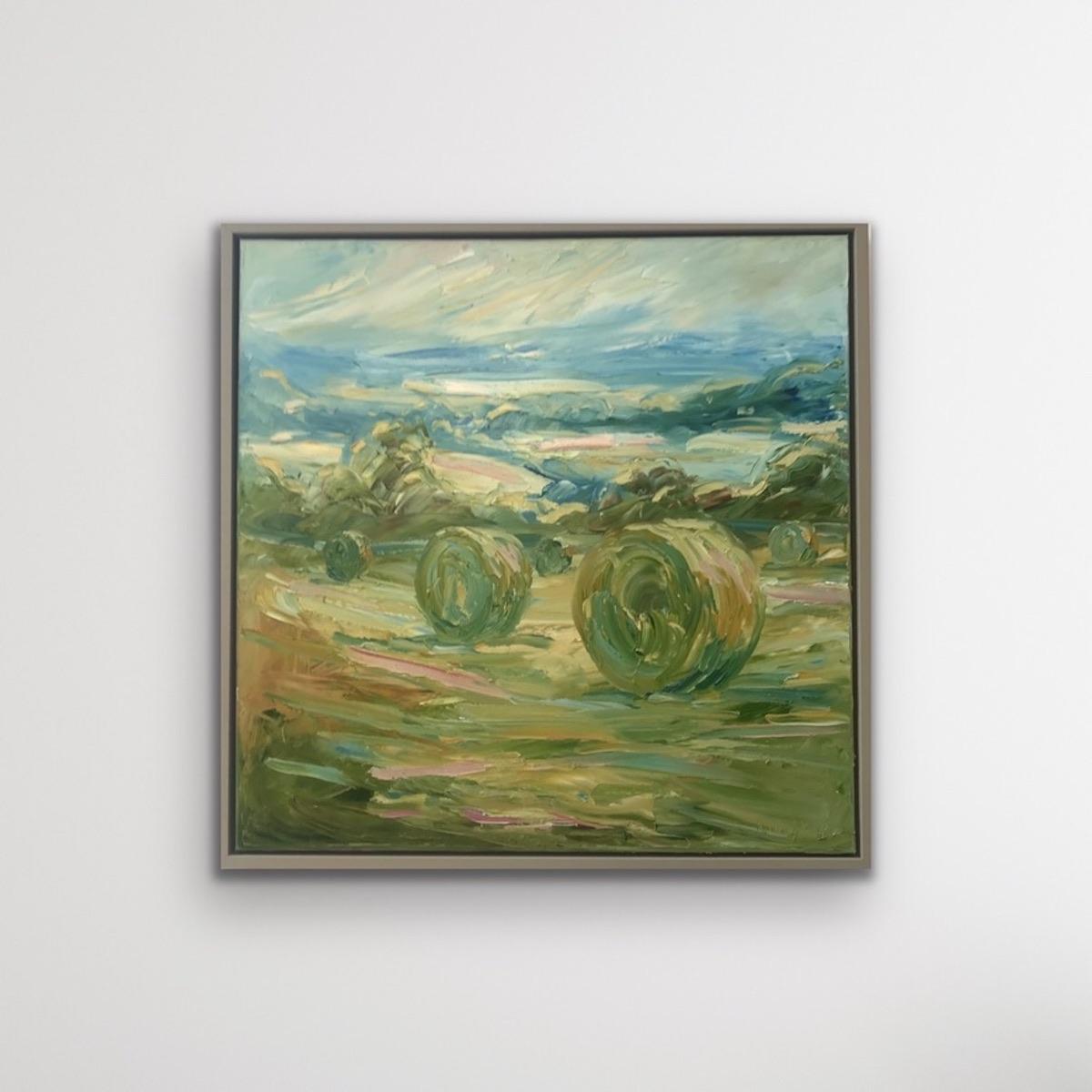 Big Bales July, Rupert Aker, contemporary landscape art, Original painting 2