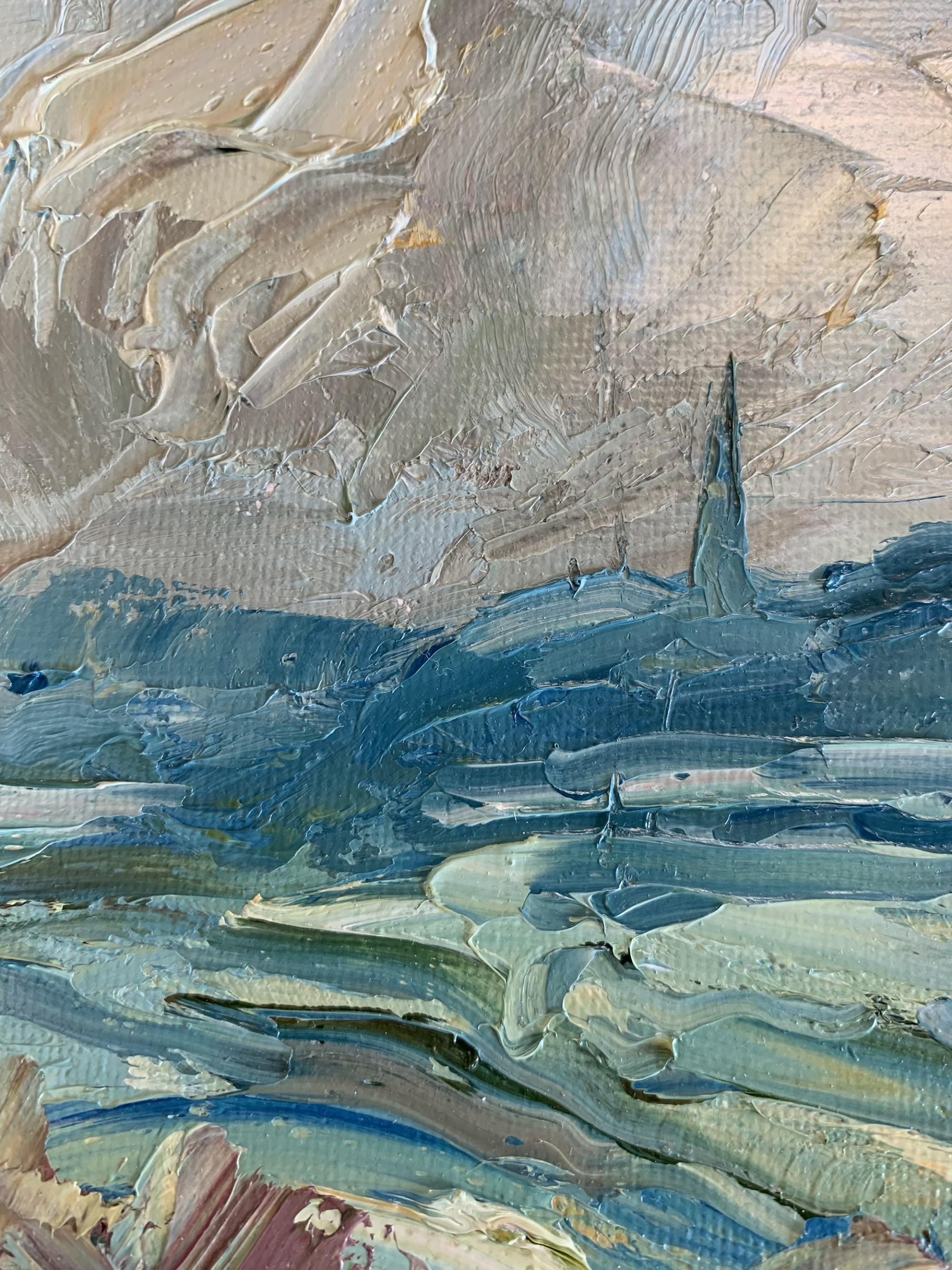 Burford de Barrington II, Pintura original de Cotswold, Obra de arte Paisaje suave en venta 1
