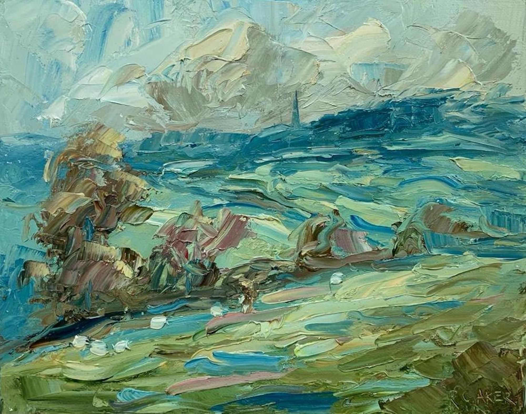 Abstract Painting de Rupert Aker - Burford de Barrington II, Pintura original de Cotswold, Obra de arte Paisaje suave
