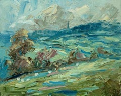 Burford from Barrington II, Original Cotswold Painting, Soft Landscape Artwork