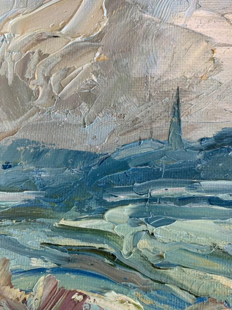 Burford from Barrington II , original landscape, abstract art, impressionistic  - Abstract Painting by Rupert Aker