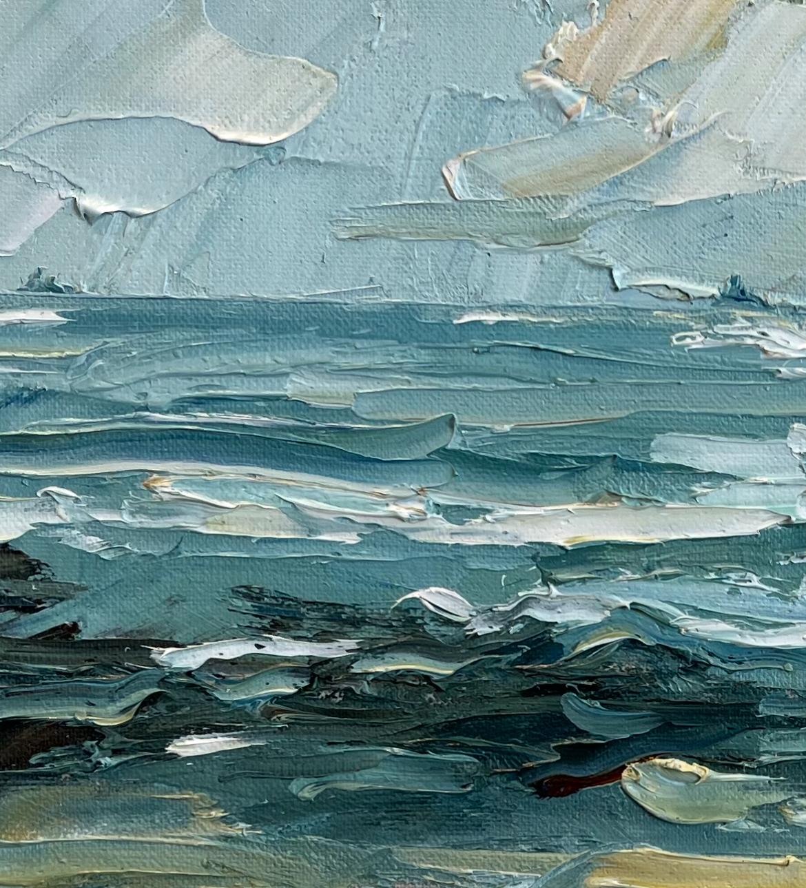 Constantine Bay & Daymer Bay, Diptychon, Originalgemälde, Landschaft (Grau), Landscape Painting, von Rupert Aker
