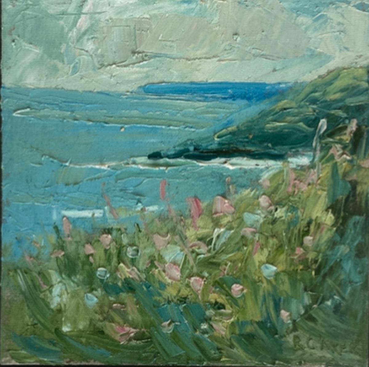 Cornish coast by Rupert Aker [2022]
original and hand

Oil on canvas

Image size: H:30 cm x W:30 cm

Complete Size of Unframed Work: H:30 cm x W:30 cm x D:2cm

Frame Size: H:33 cm x W:33 cm x D:3cm

Sold Framed

Please note that insitu images are