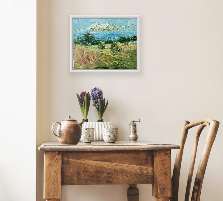 Set von 2 Cotswold Bales I & II, Originalgemälde, Landschaft im Angebot 7