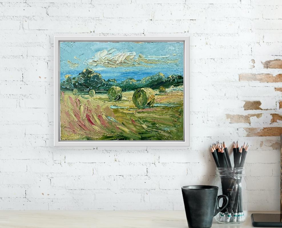 Set von 2 Cotswold Bales I & II, Originalgemälde, Landschaft im Angebot 9