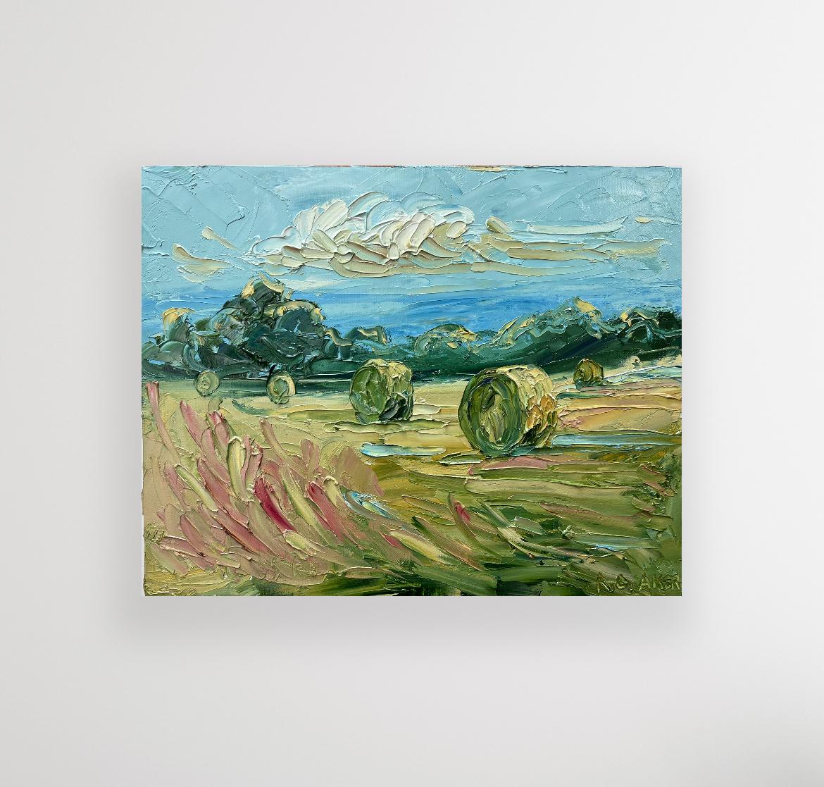 Set von 2 Cotswold Bales I & II, Originalgemälde, Landschaft im Angebot 5