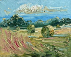Cotswold Bales I & II, Set of 2, Original painting, landscape