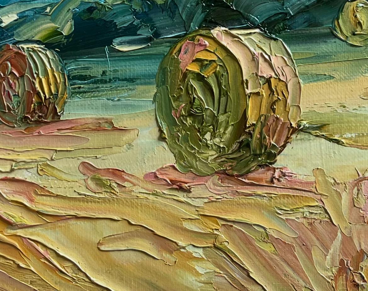 Cotswold Bales I, Originalgemälde, Landschaft im Angebot 1