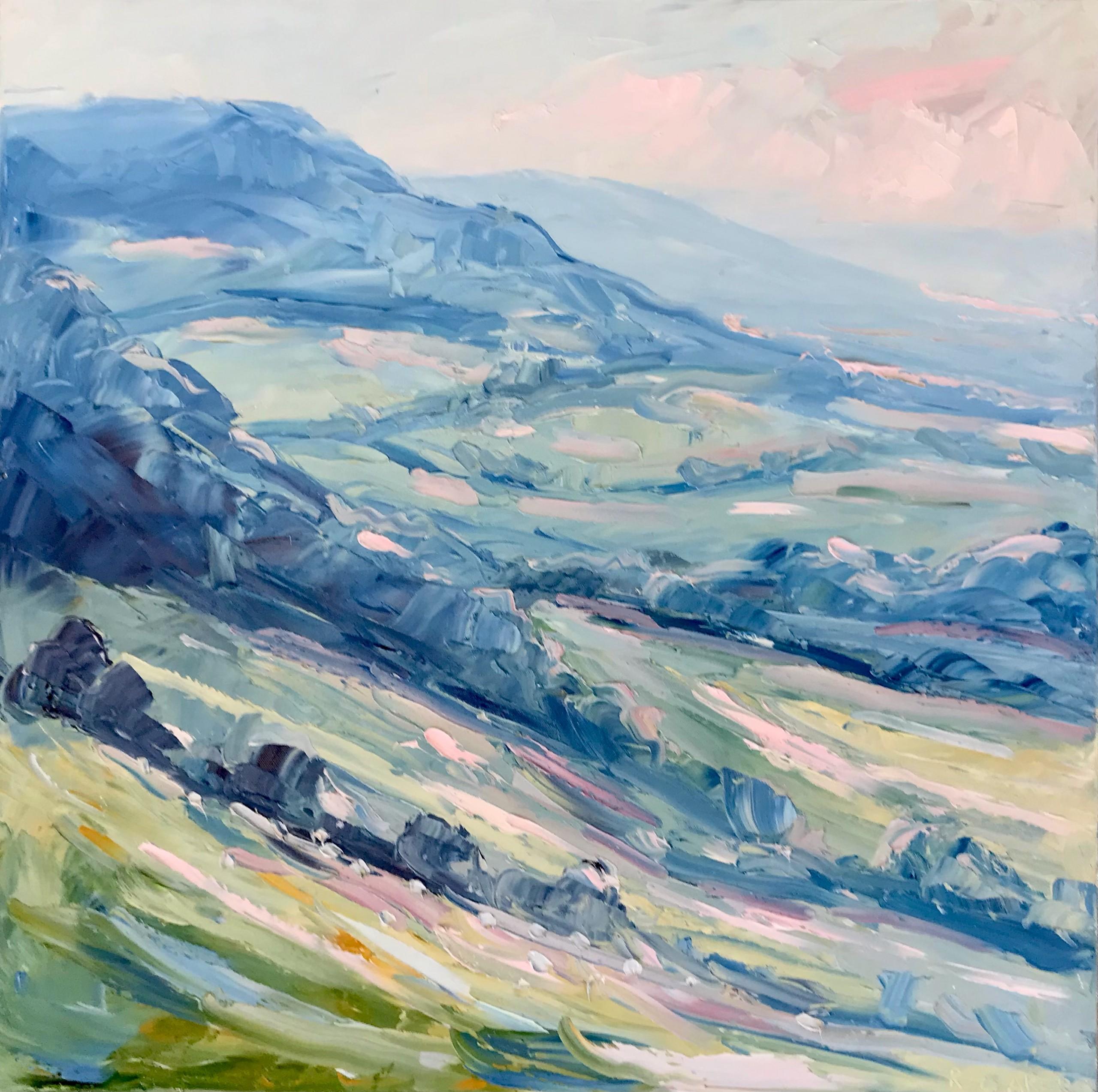 Cotswold Escarpment by Rupert Aker, Landscape painting, Impressionist 