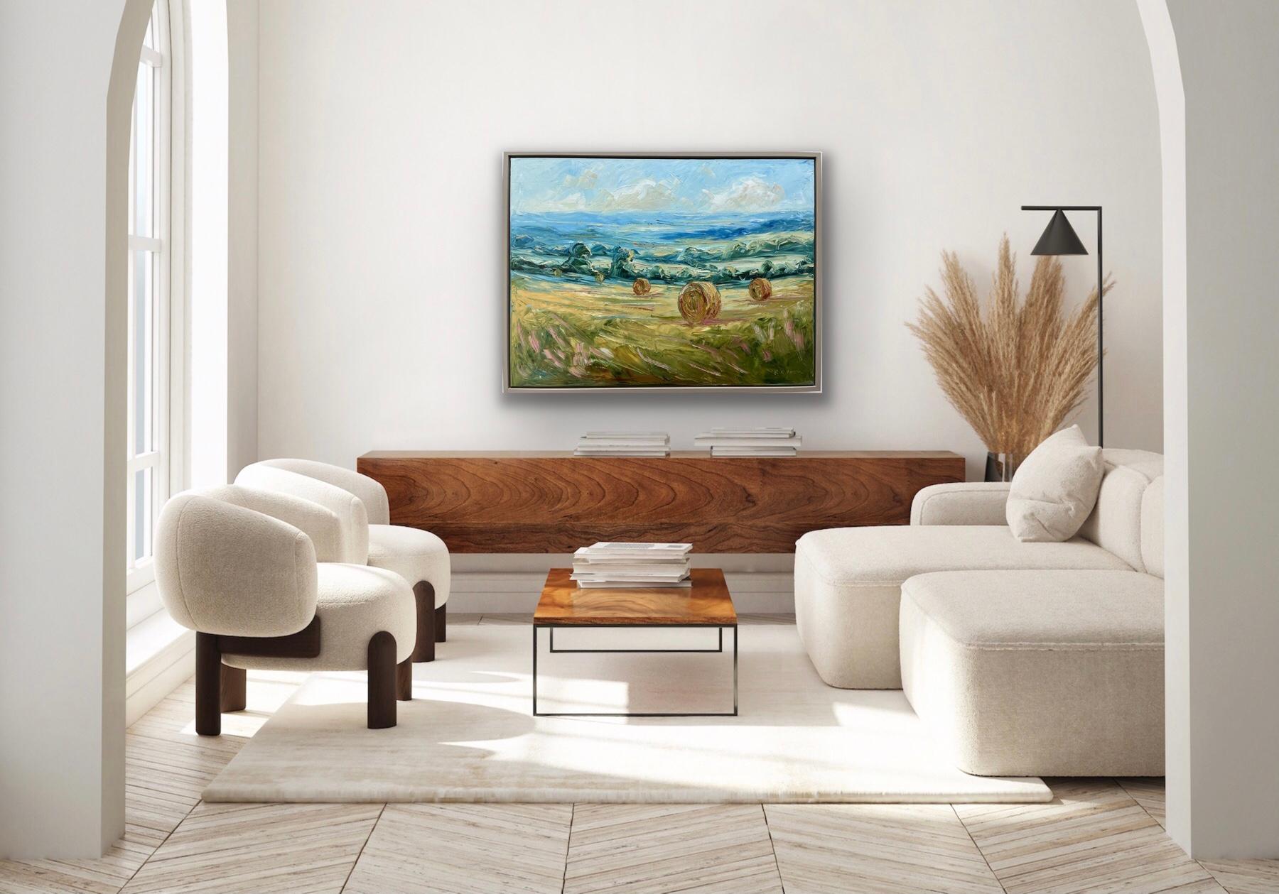 Cotswolds en la cosecha, Pintura original, Malvern Hills, Arte del paisaje, Naturaleza 5